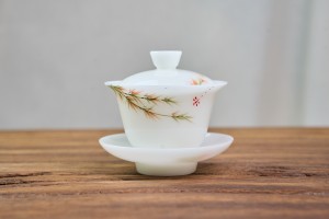 Гайвань #773, "Бамбук на белом фарфоре", 130 мл., фарфор, Гайвани
