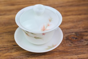 Гайвань #773, "Бамбук на белом фарфоре", 130 мл., фарфор, Гайвани