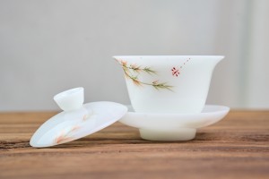 Гайвань #773, "Бамбук на белом фарфоре", 130 мл., фарфор, Гайвани