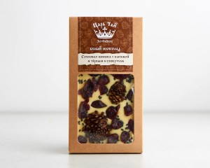 Шоколад белый "Сосновая шишка с клюквой и черным кунжутом", 28% какао, 100 г. купить в Минске, Шоколад без сахара