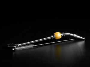 Бомбижья (бомбилья) для мате #39, 19.5 см., (бомбилья с камнем + ершик)  купить в Минске, Мате