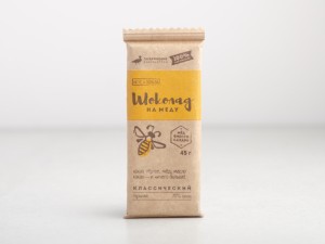 Шоколад на меду, Горький 70% какао, Классический, 45 г., Шоколад без сахара