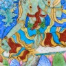 Чабань #291, "Зелёная Тара", 18х2 см, черепок сабони (огнеупорная глина), дровяной обжиг купить в Минске, Чабани (чайные столики)