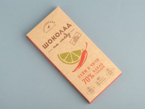 Шоколад на меду, Горький с лаймом и чили, 70% какао, 85 г., Шоколад без сахара