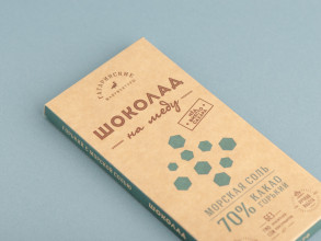 Шоколад на меду, Горький с морской солью, 70% какао, 85 г. купить в Минске, Шоколад без сахара