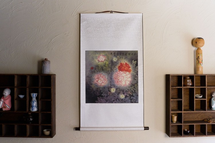 Свиток для чайной церемонии Пионы ночью купить в Минске, Свитки с живописью