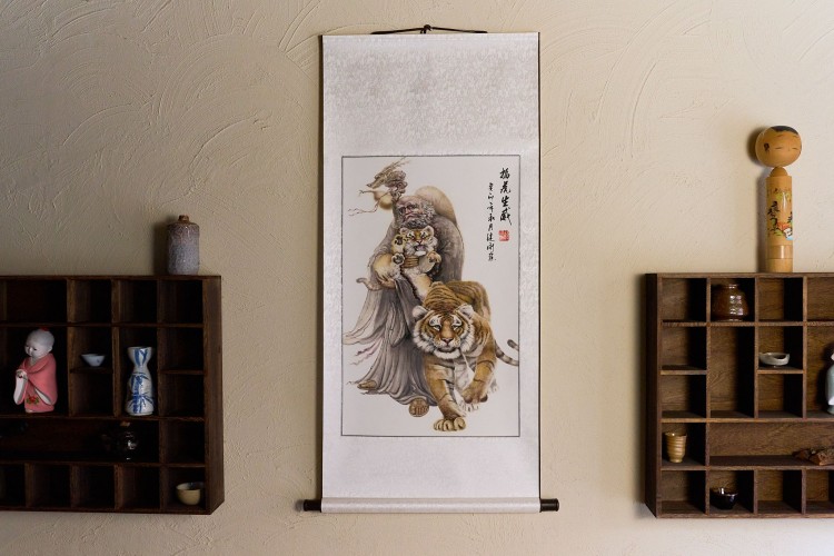 Свиток для чайной церемонии Мудрец и тигр купить в Минске, Свитки с живописью