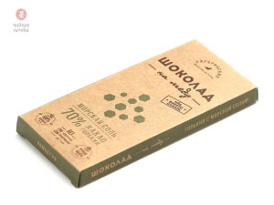 Шоколад на меду, Морская соль, 70% какао, без сахара, 45 г. купить в Минске, Шоколад без сахара