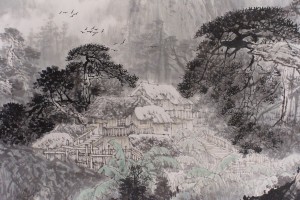 Свиток для чайной церемонии Деревня в горной дымке купить в Минске, Свитки с живописью