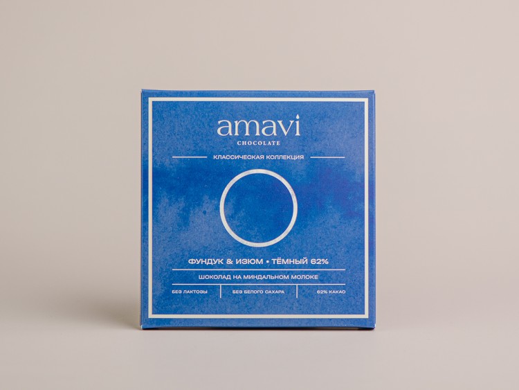 Шоколад Amavi «Фундук,Изюм» Темный 62% 50 г. купить в Минске, Шоколад без сахара