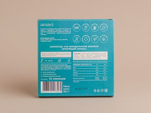 Шоколад Amavi «Молочный на миндальном молоке Хрустящий кокос» 50 г. купить в Минске, Шоколад без сахара