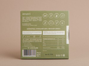 Шоколад Amavi «Горький 85% Лесной орех» 50 г. купить в Минске, Шоколад без сахара