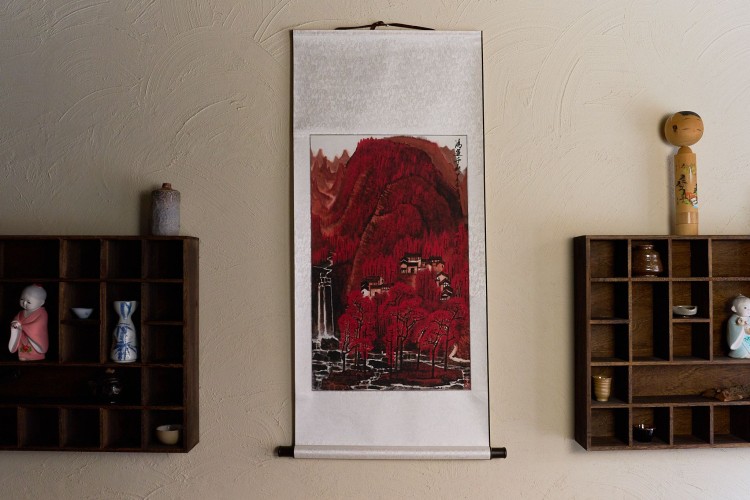 Свиток для чайной церемонии Красные горы, тихая деревня купить в Минске, Свитки с живописью