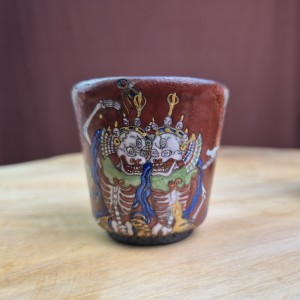 Пиала #2307, "Защитники Дхармы", 75 мл., черепок сабони (огнеупорная глина), дровяной обжиг, Пиалы