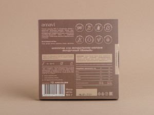 Шоколад Amavi «На миндальном молоке ФУНДУЧНЫЙ ТЁМНЫЙ» 50 г. купить в Минске, Шоколад без сахара