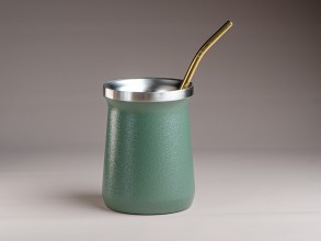 Матешница (калабас, калебас) #452, &quot;Зеленый&quot; металлический с крышкой 250 мл. купить в Минске, Матешницы (калабасы, калебасы)