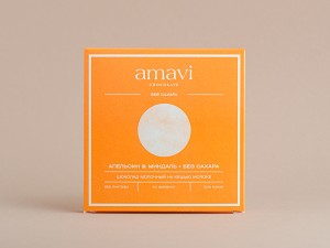 Шоколад Amavi «Молочный на кешью молоке АПЕЛЬСИН &amp; МИНДАЛЬ» 50 г. купить в Минске, Шоколад без сахара