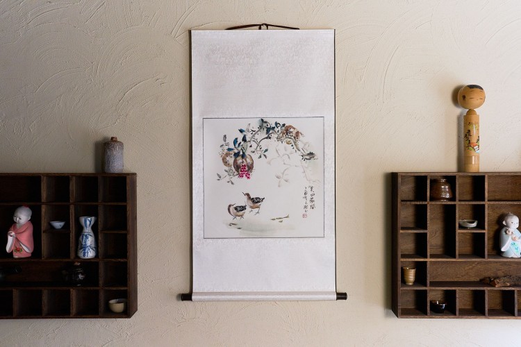 Свиток для чайной церемонии Пара у гранатовой ветви купить в Минске, Свитки с живописью