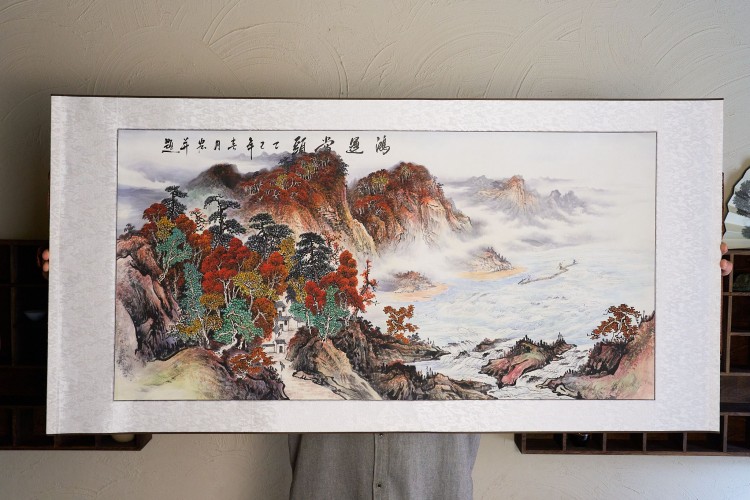 Свиток для чайной церемонии Красные деревья у большой воды купить в Минске, Свитки с живописью