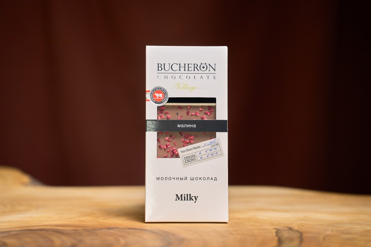 Шоколад"BUCHERON", молочный с кусочками малины, 85 г. купить в Минске, Мед, шоколад, батончики