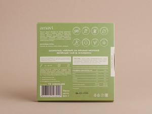 Шоколад Amavi «Белый на кешью молоке ЗЕЛЁНЫЙ ЧАЙ &amp; ЖАСМИН» 50 г. купить в Минске, Шоколад без сахара