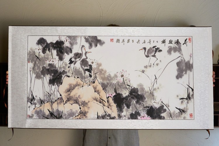 Свиток для чайной церемонии Журавли среди лотосов купить в Минске, Свитки с живописью