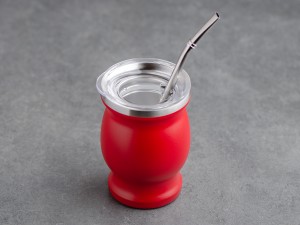 Матешница (калабас, калебас) #455, &quot;Красный&quot; металлический с крышкой 250 мл. купить в Минске, Матешницы (калабасы, калебасы)