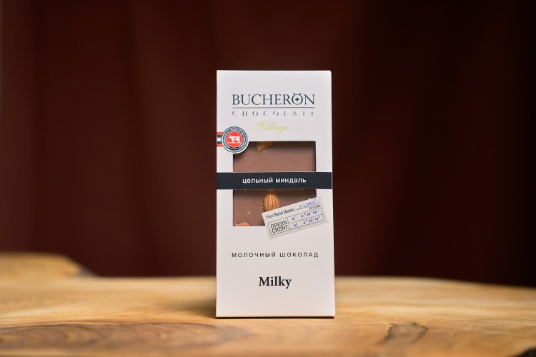 Шоколад"BUCHERON", молочный с цельным миндалем, 85 г. купить в Минске, Мед, шоколад, батончики