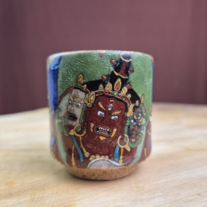 Пиала #2317, "Три лика Хаягривы", 75 мл., черепок сабони (огнеупорная глина), дровяной обжиг, Пиалы
