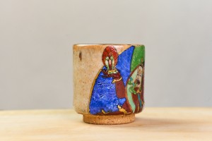 Пиала #2317, "Три лика Хаягривы", 75 мл., черепок сабони (огнеупорная глина), дровяной обжиг, Снова в наличии