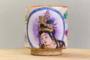 Пиала #2323, "Лиловое сияние Гуаньинь", 130 мл., черепок сабони (огнеупорная глина), дровяной обжиг, Популярное