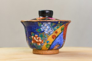 Гайвань #769, "Колесо Дхармы", 150 мл., черепок сабони (огнеупорная глина), дровяной обжиг, Гайвани