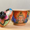 Гайвань #769, "Колесо Дхармы", 150 мл., черепок сабони (огнеупорная глина), дровяной обжиг купить в Минске, Гайвани