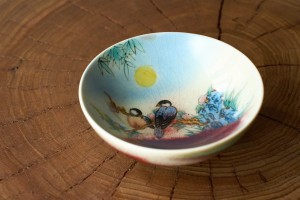 Пиала #2380, "Синицы у лунного камня", 100 мл., цзиндэчжэньская керамика, Пиалы